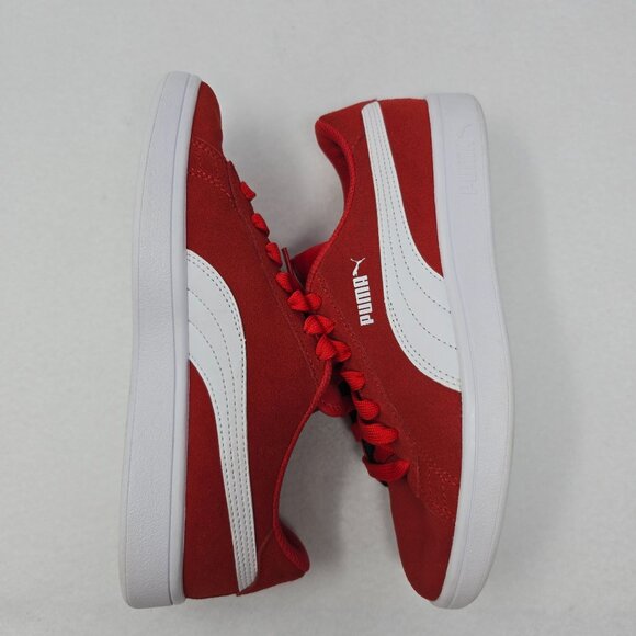 Puma Kids Smash V2 365176-03 Red White Lace-Up Tennis Shoes Sneakers US 5C EU 37 - Picture 5 of 12